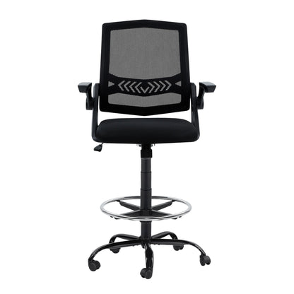 Artiss Office Chair Drafting Stool Mesh Chairs Black OCHAIR-G-RING-2003-BK