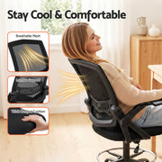 Artiss Office Chair Drafting Stool Mesh Chairs Black OCHAIR-G-RING-2003-BK