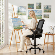 Artiss Office Chair Drafting Stool Mesh Chairs Black OCHAIR-G-RING-2003-BK