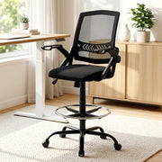 Artiss Office Chair Drafting Stool Mesh Chairs Black OCHAIR-G-RING-2003-BK