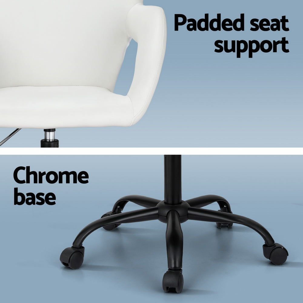 Artiss Office Chair Mid Back White OCHAIR-H-2018-WH