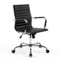 Artiss Office Chair Conference Chairs PU Leather Mid Back Black OCHAIR-H-8147-BK