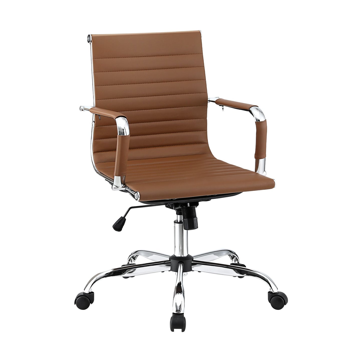 Artiss Office Chair Conference Chairs PU Leather Mid Back Brown OCHAIR-H-8147-BR