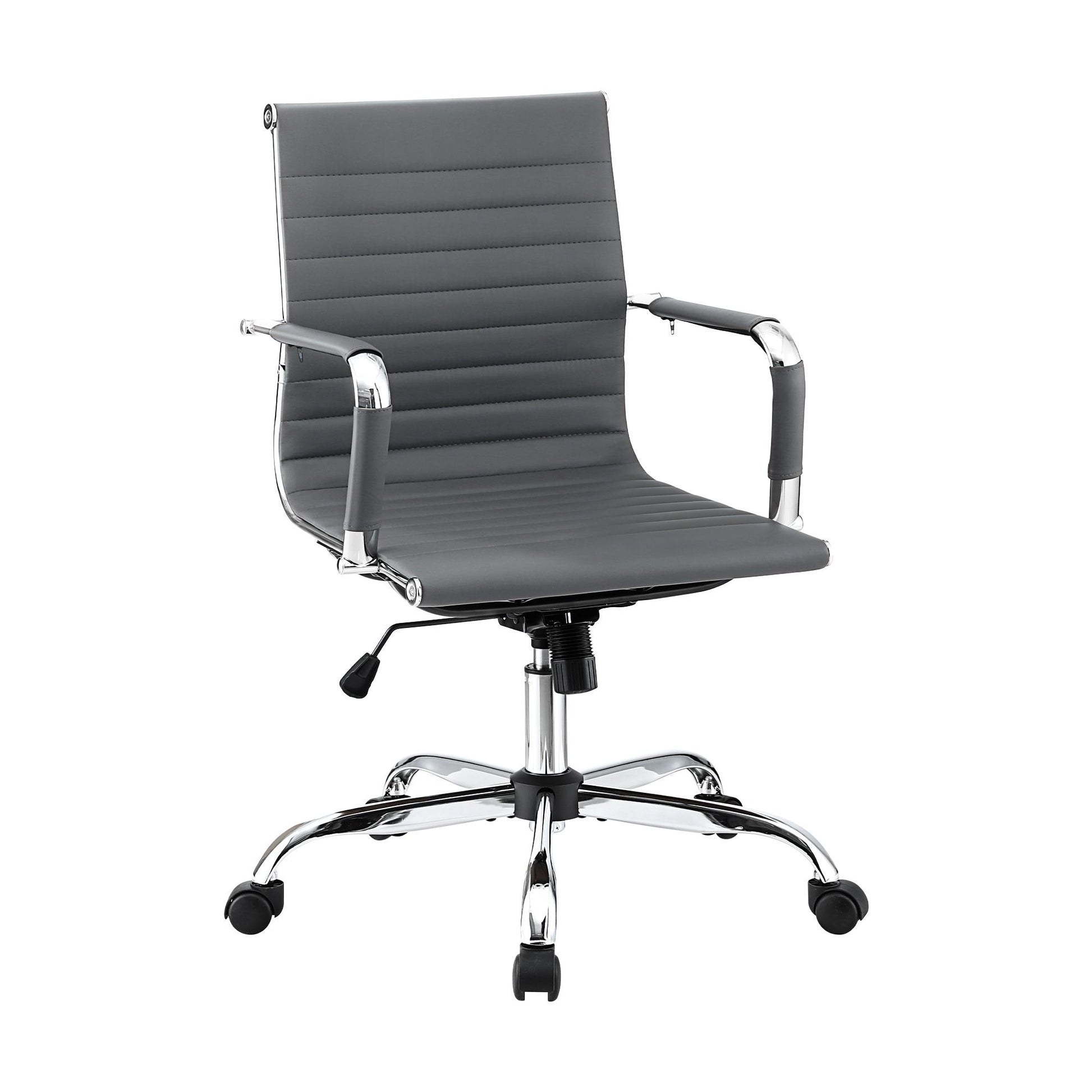 Artiss Office Chair Conference Chairs PU Leather Mid Back Grey OCHAIR-H-8147-GY