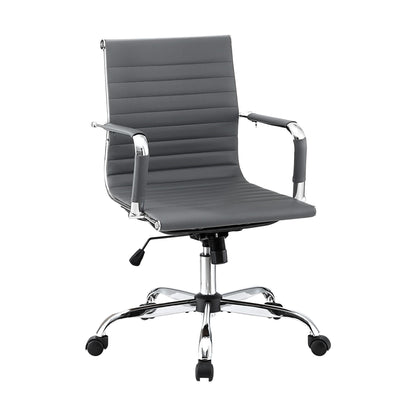 Artiss Office Chair Conference Chairs PU Leather Mid Back Grey OCHAIR-H-8147-GY