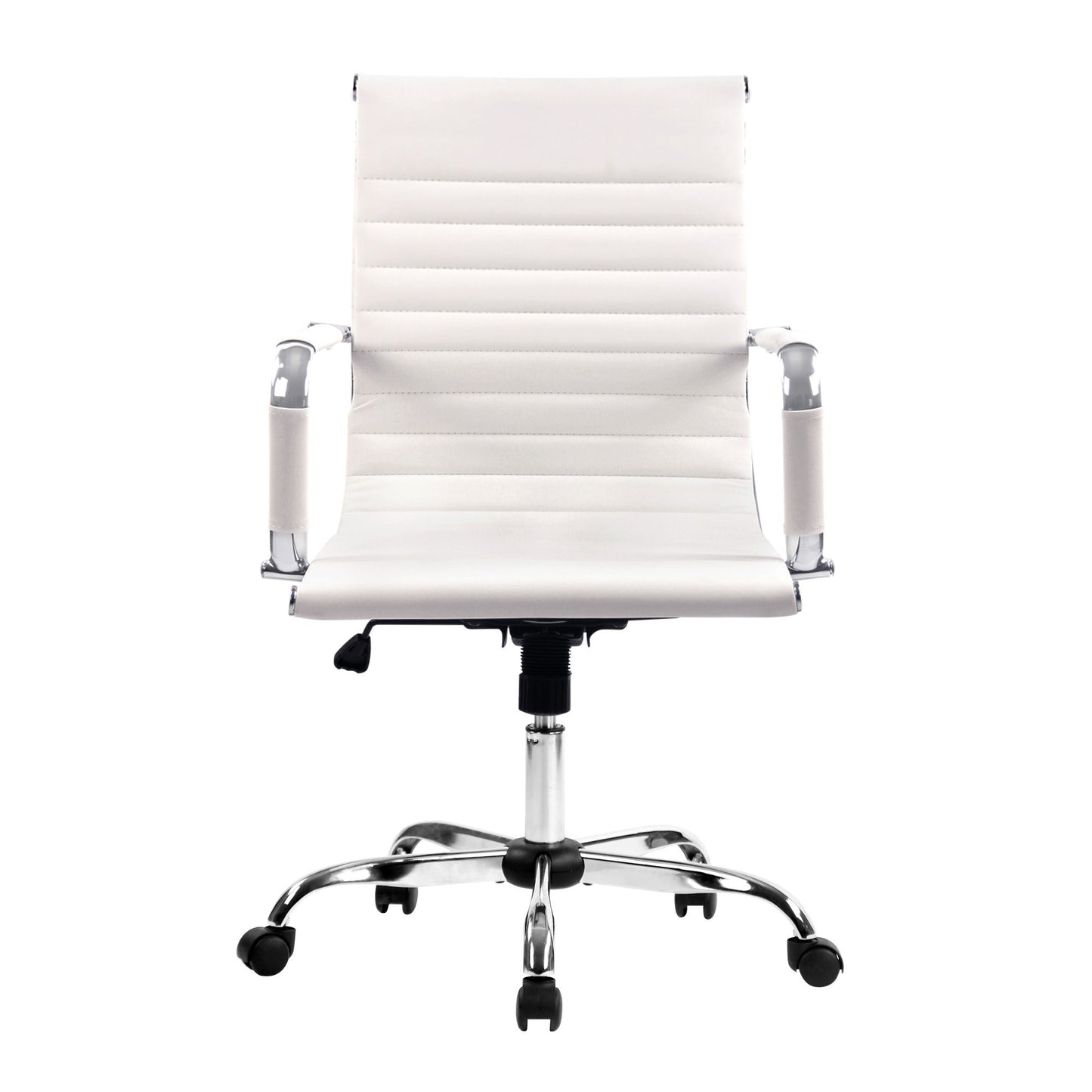Artiss Office Chair Conference Chairs PU Leather Mid Back White OCHAIR-H-8147-WH