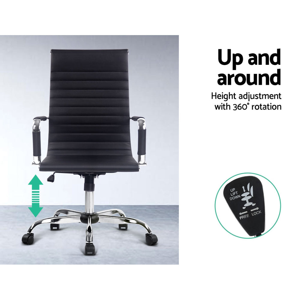 Artiss Office Chair Conference Chairs PU Leather High Back Black OCHAIR-H-8147H-BK