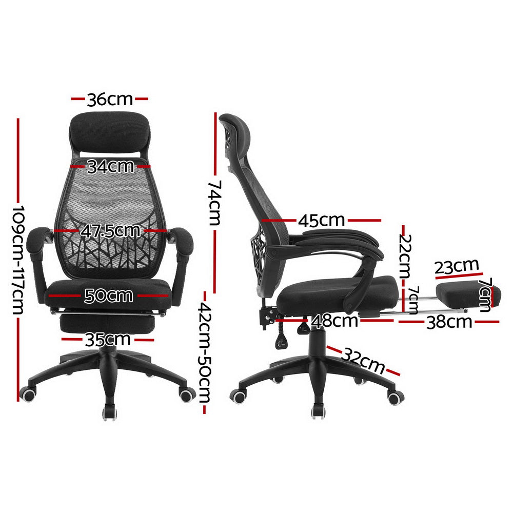Artiss Mesh Office Chair Recliner Black OCHAIR-H-996-ABK