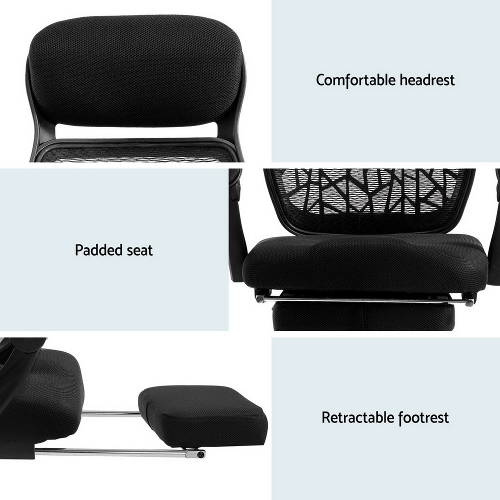 Artiss Mesh Office Chair Recliner Black OCHAIR-H-996-ABK