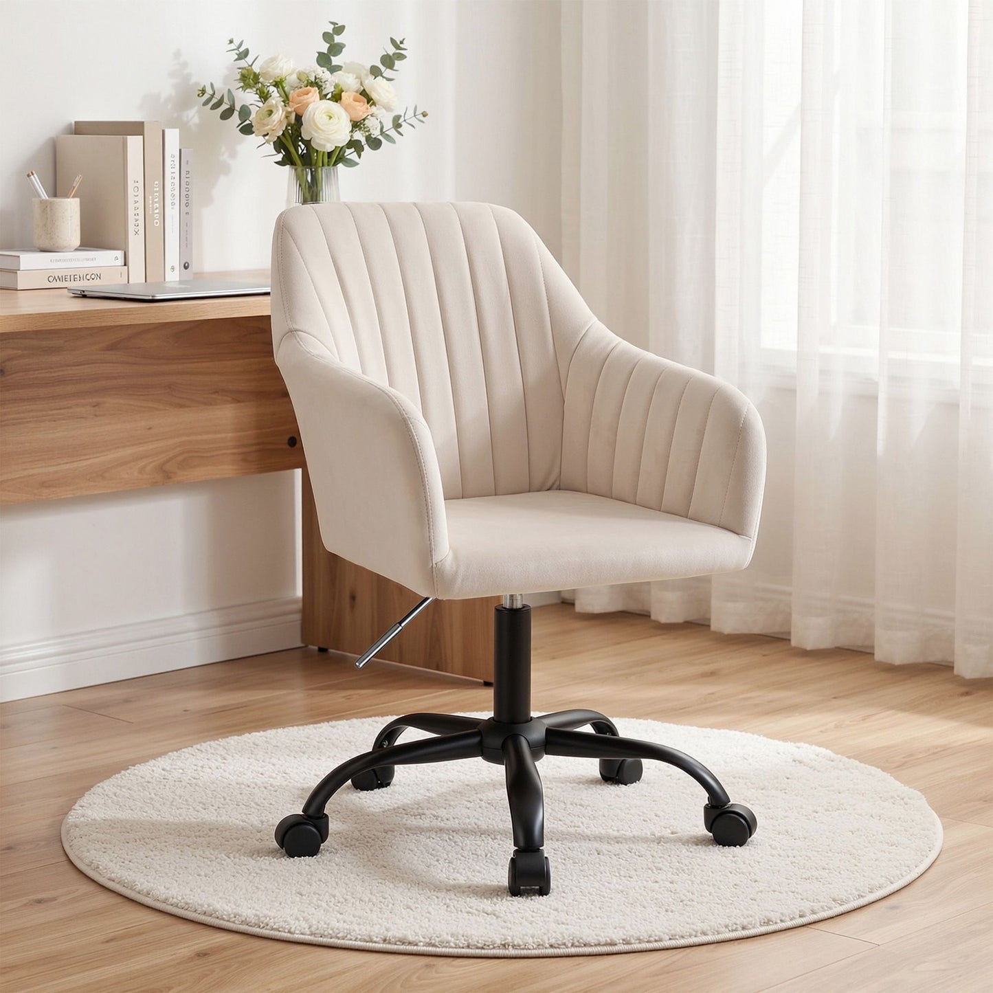Artiss Office Chair Velvet Seat Cream OCHAIR-H-DL22-CR