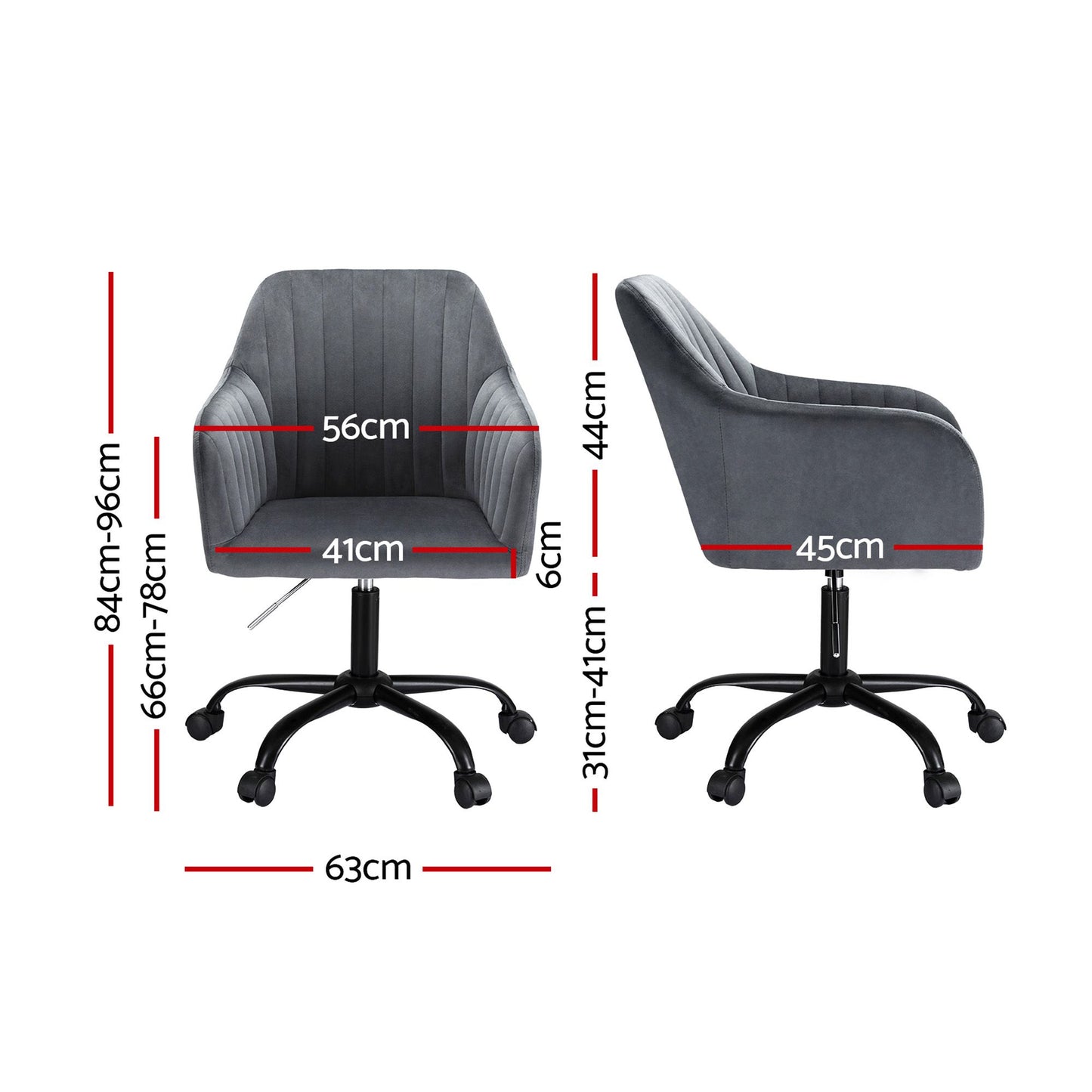 Artiss Office Chair Velvet Seat Dark Grey OCHAIR-H-DL22-GY