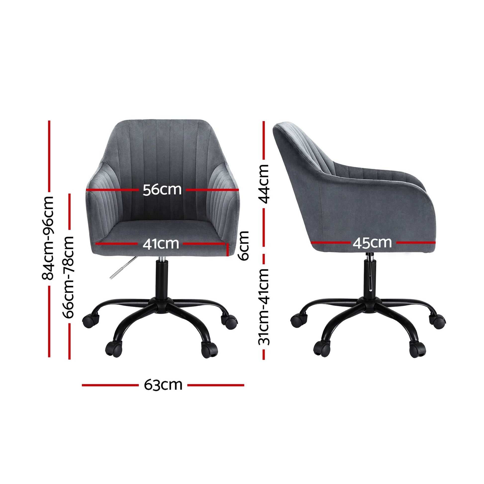 Artiss Office Chair Velvet Seat Dark Grey OCHAIR-H-DL22-GY