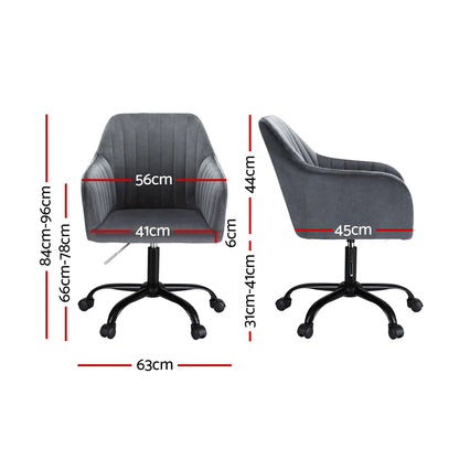 Artiss Office Chair Velvet Seat Dark Grey OCHAIR-H-DL22-GY