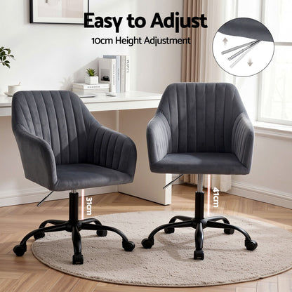 Artiss Office Chair Velvet Seat Dark Grey OCHAIR-H-DL22-GY
