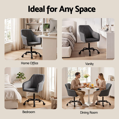 Artiss Office Chair Velvet Seat Dark Grey OCHAIR-H-DL22-GY