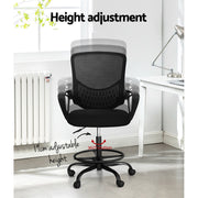 Artiss Office Chair Drafting Stool Computer Standing Desk Mesh Chairs Black OCHAIR-H-DRAF-BK
