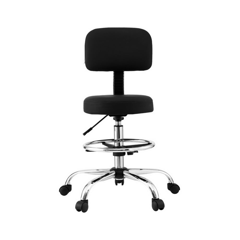 Artiss Office Chair Drafting Computer Standing Desk Chairs Ergonomic PU Black OCHAIR-H-DW39-BK