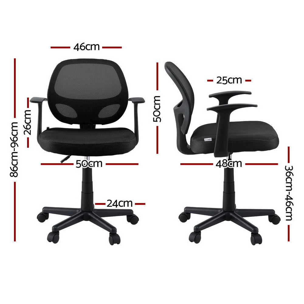 Artiss Mesh Office Chair Computer Gaming Desk Chairs Work Study Mid Back Black OCHAIR-H-FZ14-BK