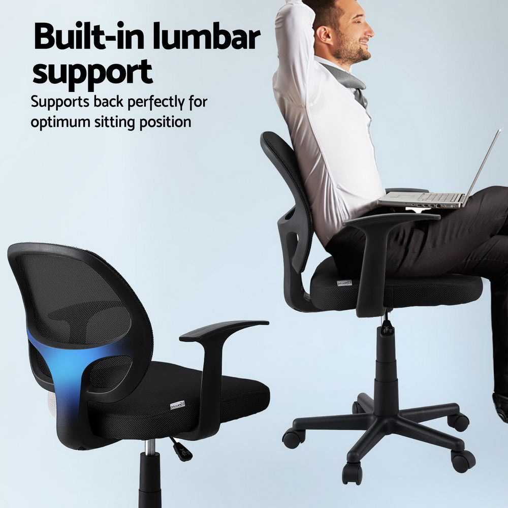 Artiss Mesh Office Chair Computer Gaming Desk Chairs Work Study Mid Back Black OCHAIR-H-FZ14-BK