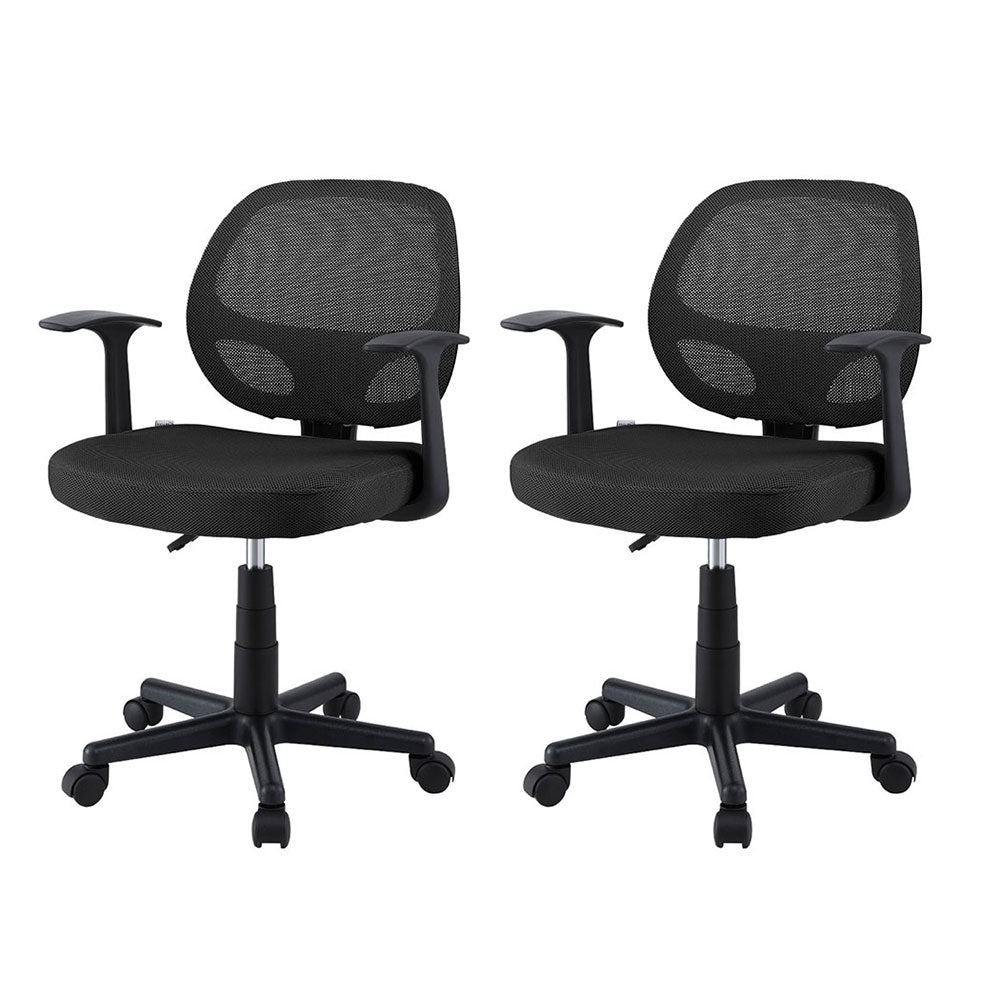 Artiss 2x Mesh Office Chair Computer Gaming Desk Chairs Work Study Mid Back Black OCHAIR-H-FZ14-BKX2