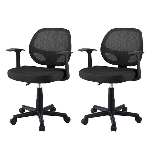 Artiss 2x Mesh Office Chair Computer Gaming Desk Chairs Work Study Mid Back Black OCHAIR-H-FZ14-BKX2