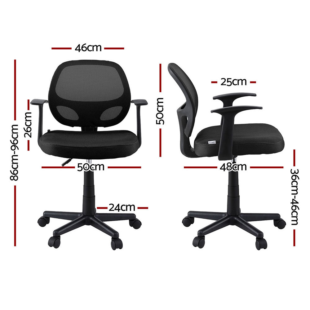 Artiss 2x Mesh Office Chair Computer Gaming Desk Chairs Work Study Mid Back Black OCHAIR-H-FZ14-BKX2