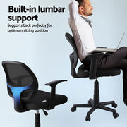 Artiss 2x Mesh Office Chair Computer Gaming Desk Chairs Work Study Mid Back Black OCHAIR-H-FZ14-BKX2