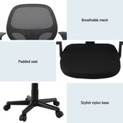 Artiss 2x Mesh Office Chair Computer Gaming Desk Chairs Work Study Mid Back Black OCHAIR-H-FZ14-BKX2
