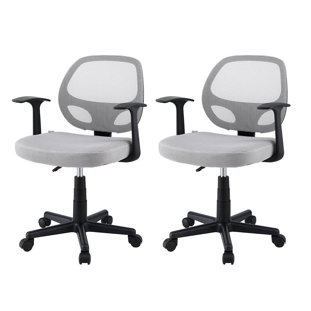Artiss 2x Mesh Office Chair Computer Gaming Desk Chairs Work Study Mid Back Grey OCHAIR-H-FZ14-GYX2