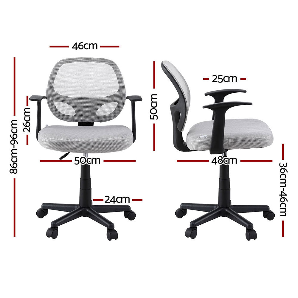 Artiss 2x Mesh Office Chair Computer Gaming Desk Chairs Work Study Mid Back Grey OCHAIR-H-FZ14-GYX2