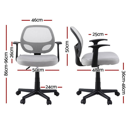 Artiss 2x Mesh Office Chair Computer Gaming Desk Chairs Work Study Mid Back Grey OCHAIR-H-FZ14-GYX2