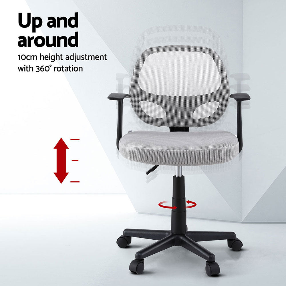 Artiss 2x Mesh Office Chair Computer Gaming Desk Chairs Work Study Mid Back Grey OCHAIR-H-FZ14-GYX2