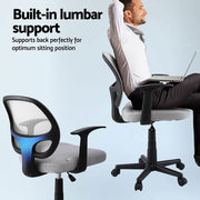 Artiss 2x Mesh Office Chair Computer Gaming Desk Chairs Work Study Mid Back Grey OCHAIR-H-FZ14-GYX2