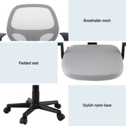 Artiss 2x Mesh Office Chair Computer Gaming Desk Chairs Work Study Mid Back Grey OCHAIR-H-FZ14-GYX2