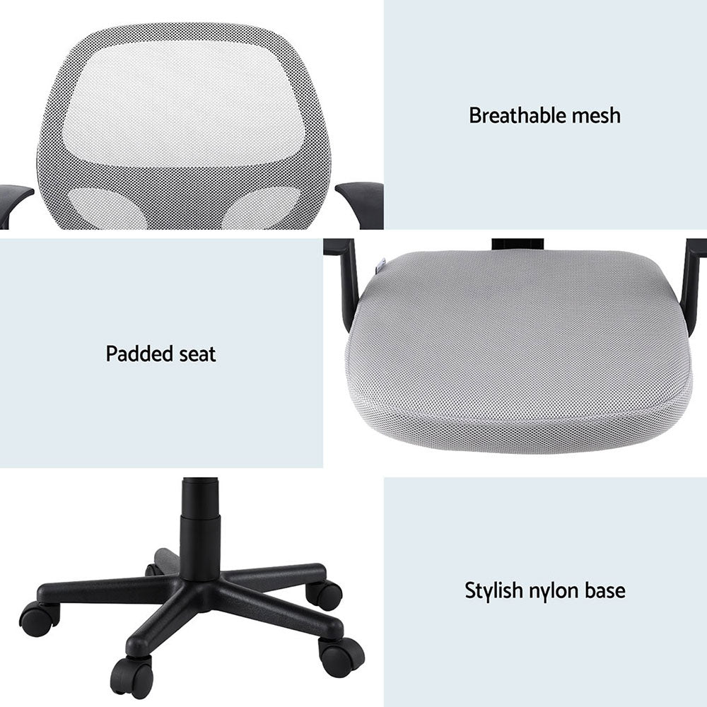 Artiss 2x Mesh Office Chair Computer Gaming Desk Chairs Work Study Mid Back Grey OCHAIR-H-FZ14-GYX2