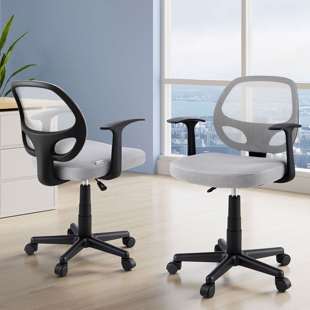 Artiss 2x Mesh Office Chair Computer Gaming Desk Chairs Work Study Mid Back Grey OCHAIR-H-FZ14-GYX2
