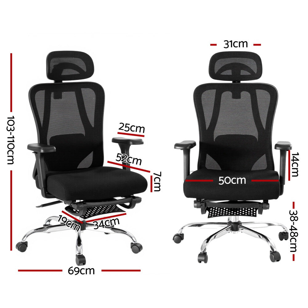 Artiss Ergonomic Mesh Office Chair Black OCHAIR-H-FZ20-FT-BK