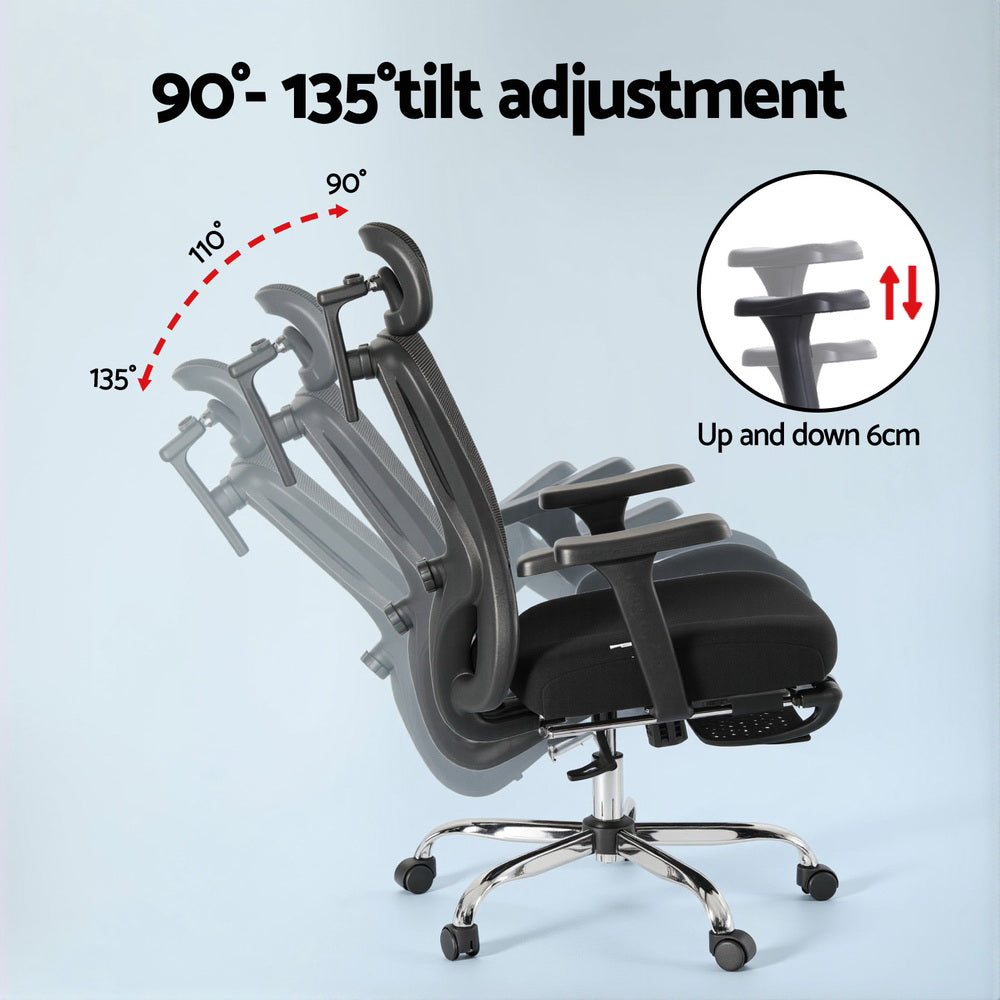 Artiss Ergonomic Mesh Office Chair Black OCHAIR-H-FZ20-FT-BK