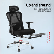 Artiss Ergonomic Mesh Office Chair Black OCHAIR-H-FZ20-FT-BK