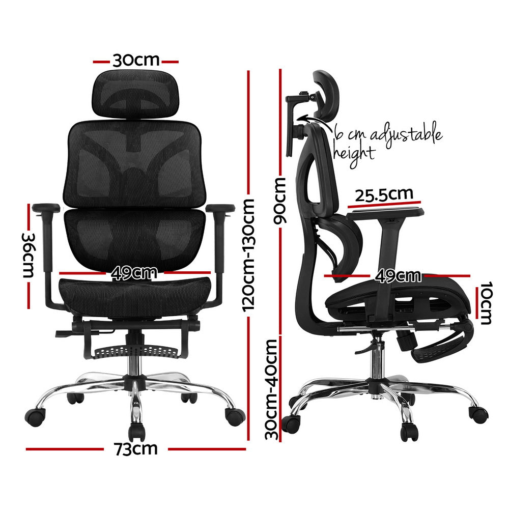 Artiss Ergonomic Office Chair Footrest Black OCHAIR-H-FZ28-BK