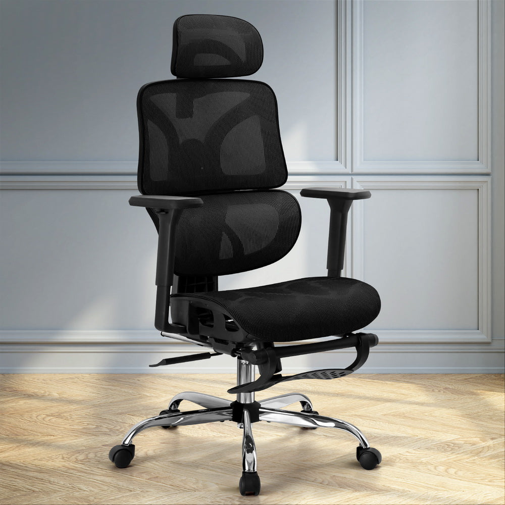Artiss Ergonomic Office Chair Footrest Black OCHAIR-H-FZ28-BK