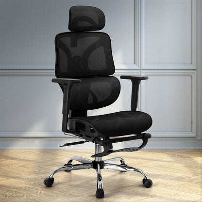 Artiss Ergonomic Office Chair Footrest Black OCHAIR-H-FZ28-BK