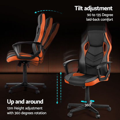 Artiss Gaming Office Chair Computer Executive Racing Chairs High Back Orange OCHAIR-H-GAME-OR
