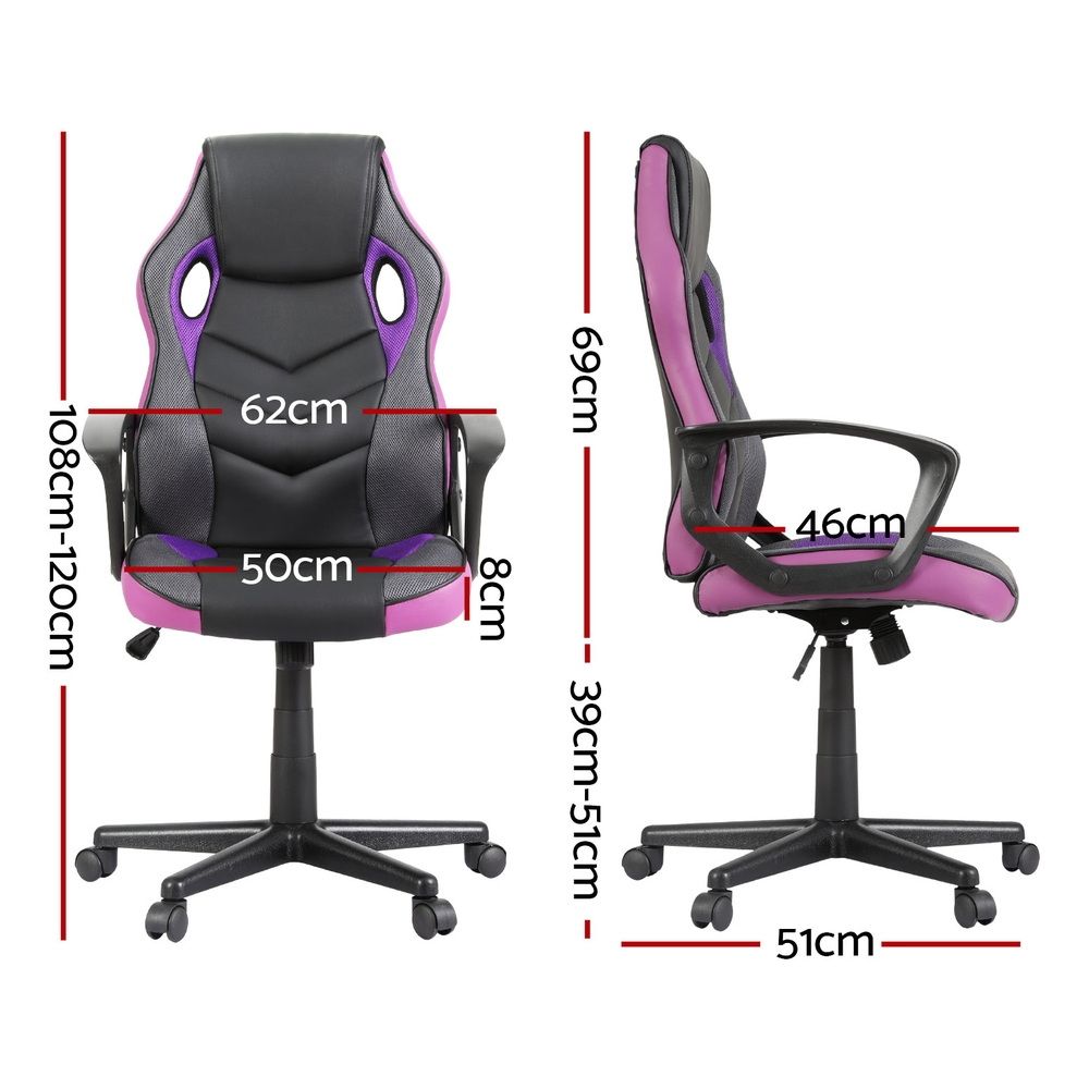 Artiss Gaming Office Chair Computer Chairs Purple OCHAIR-H-GAME-PE