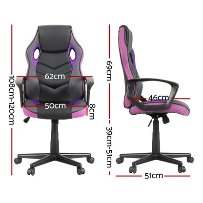 Artiss Gaming Office Chair Computer Chairs Purple OCHAIR-H-GAME-PE