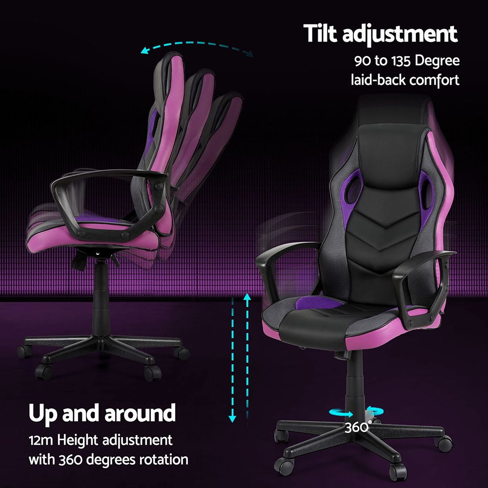 Artiss Gaming Office Chair Computer Chairs Purple OCHAIR-H-GAME-PE