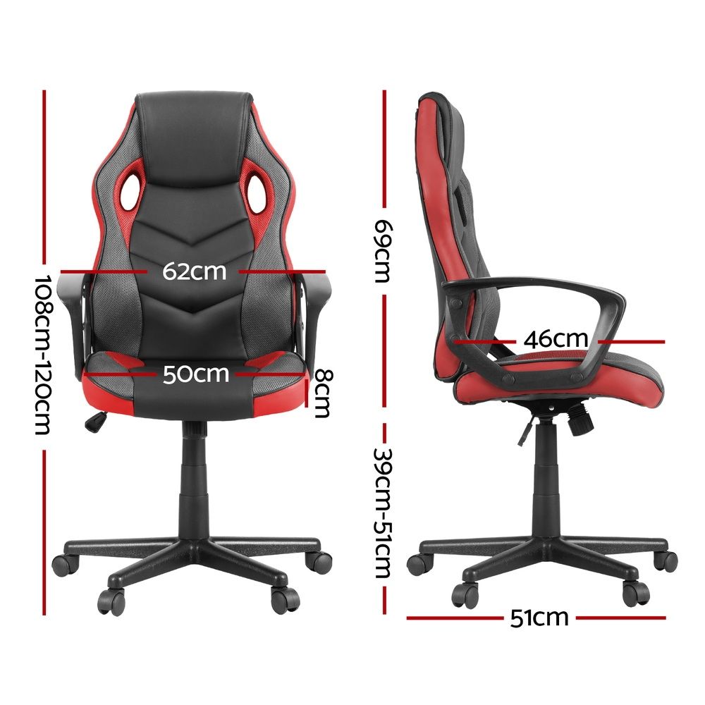 Artiss Gaming Office Chair Computer Chairs Red OCHAIR-H-GAME-RD