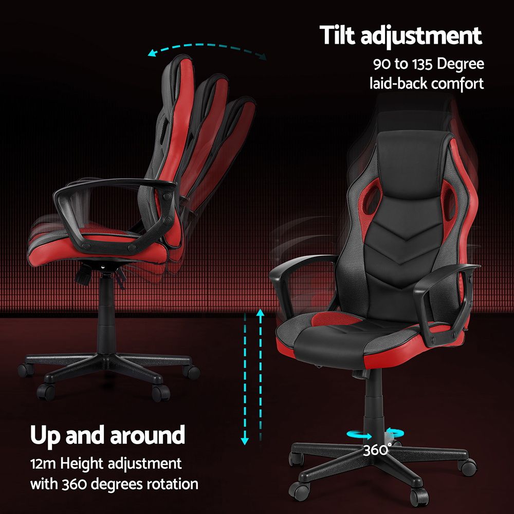 Artiss Gaming Office Chair Computer Chairs Red OCHAIR-H-GAME-RD