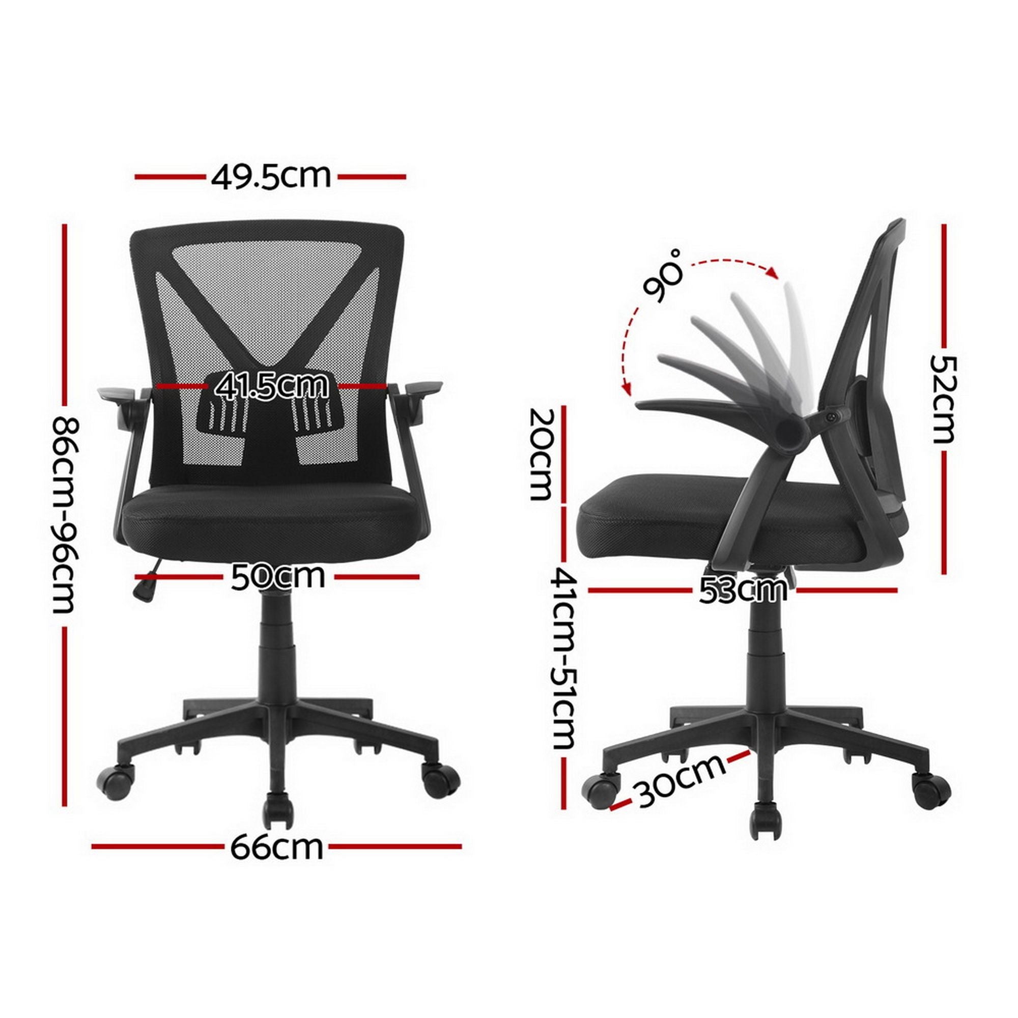 Artiss Mesh Office Chair Mid Back Black OCHAIR-H-M02-BK