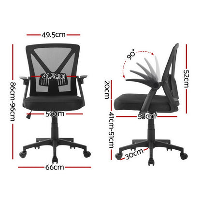 Artiss Mesh Office Chair Mid Back Black OCHAIR-H-M02-BK